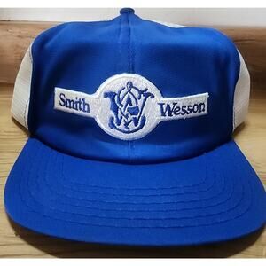 Smith & Wesson Trucker Hat Snapback Men's Adjustable Blue White Mesh Vintage